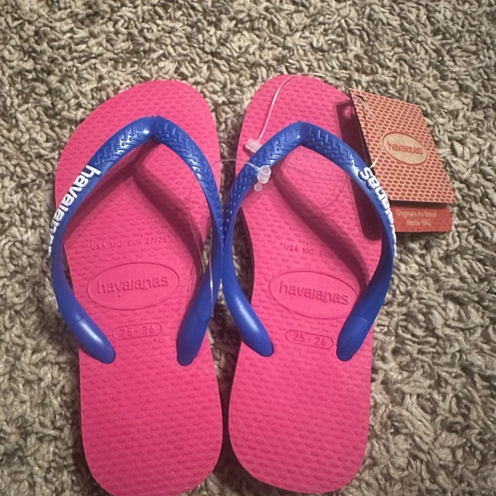 HAVAIANAS TODDLER ELECTRIC PINK FLIP-FLOP SANDALS: NWT: SZ 10